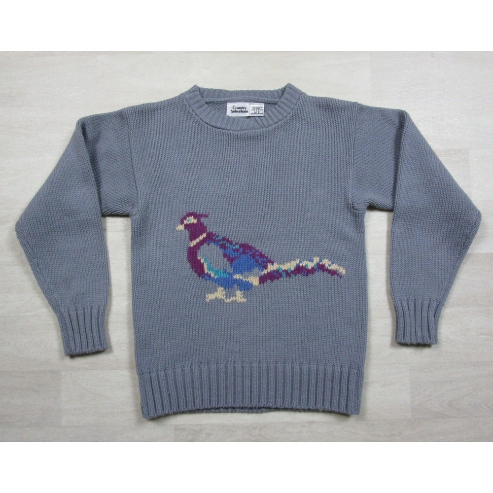 Vintage 90s Country Suburbans Sweater Women's (S) Pheasant Old Money Preppy